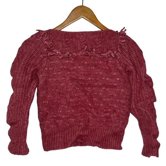 LoveShackFancy Kingston Rose Pink Fringe Sweater Alpaca Wool Sweater - Picture 9 of 16